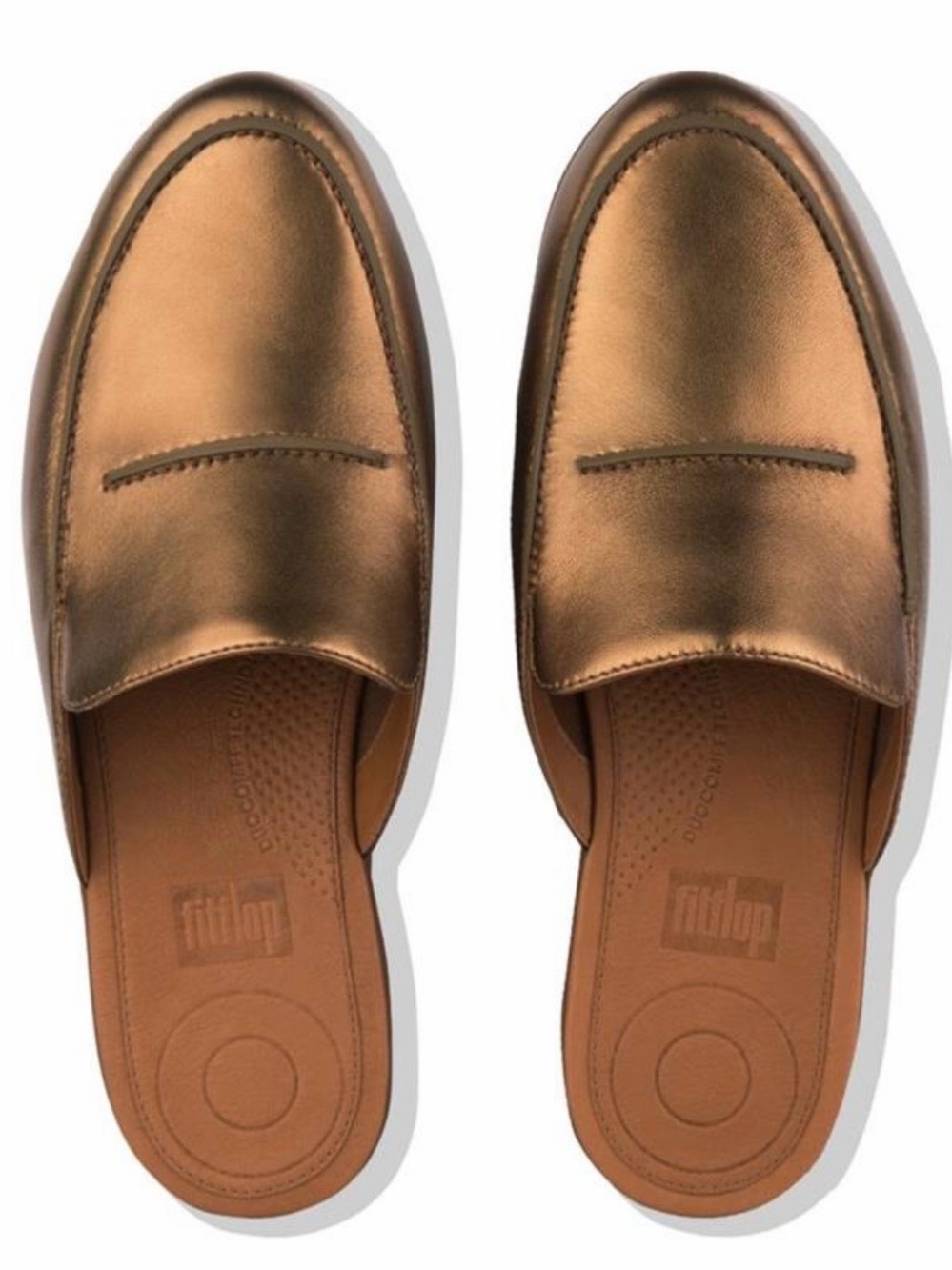 Fitflop Metallic Copper Slip-On Mules
